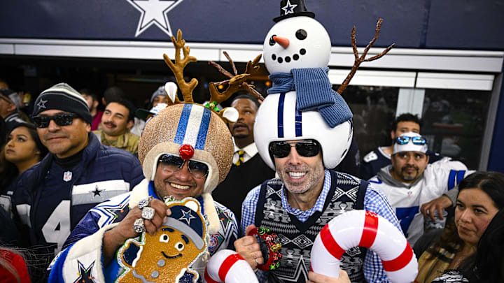 A view of Dallas Cowboys fans in Christmas costumes during the game against the Philadelphia Eagles at AT&T Stadium