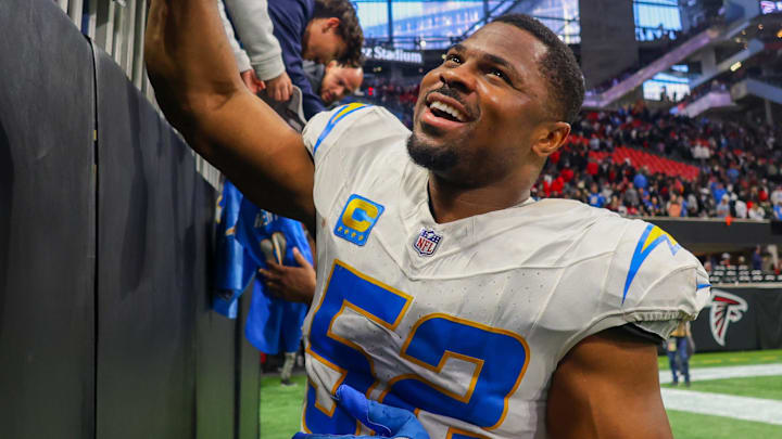 Los Angeles Chargers pass rusher Khalil Mack could be targeted by the Atlanta Falcons in free agency, Los Angeles Chargers pass rusher Khalil Mack could be targeted by the Atlanta Falcons in free agency,