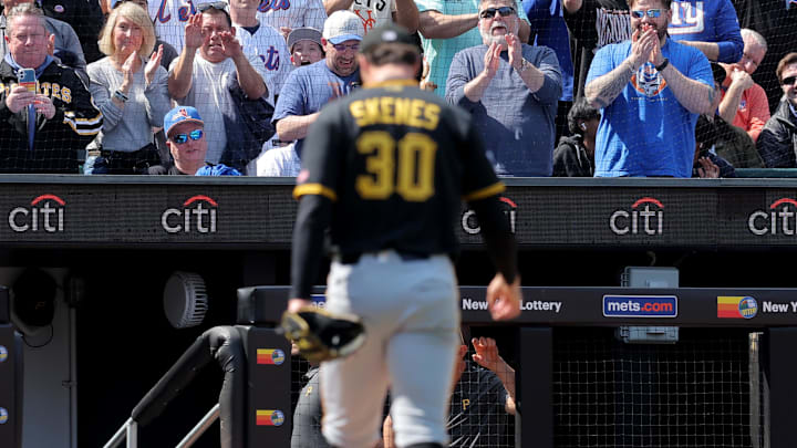 Mar 26, 2026; New York City, New York, USA; Fans react as Pittsburgh Pirates starting pitcher Paul Skenes (30) walks off the field after being taken out of the game against the New York Mets during the first inning at Citi Field. Mandatory Credit: Brad Penner-Imagn Images Mar 26, 2026; New York City, New York, USA; Fans react as Pittsburgh Pirates starting pitcher Paul Skenes (30) walks off the field after being taken out of the game against the New York Mets during the first inning at Citi Field. Mandatory Credit: Brad Penner-Imagn Images