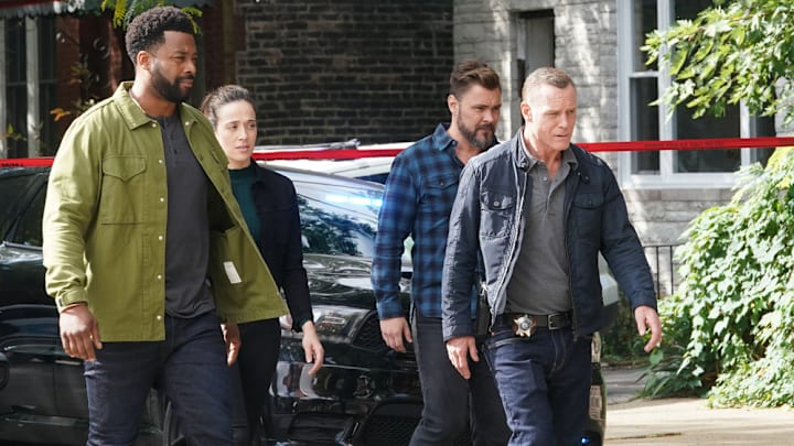 CHICAGO P.D. -- "Sympathetic Reflex" Episode 1006 -- Pictured: (l-r) LaRoyce Hawkins as Kevin Atwater, Marina Squerciati as Kim Burgess, Patrick John Flueger as Adam Ruzek, Jason Beghe as Hank Voight -- (Photo by: Lori Allen/NBC)