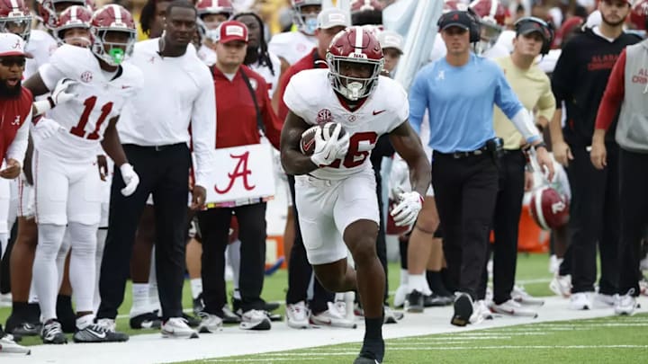 Alabama Running Back Jam Miller (26) in action vs Missouri at Faurot Field at Memorial Stadium in Columbia, MO on Saturday, Oct 11, 2025.