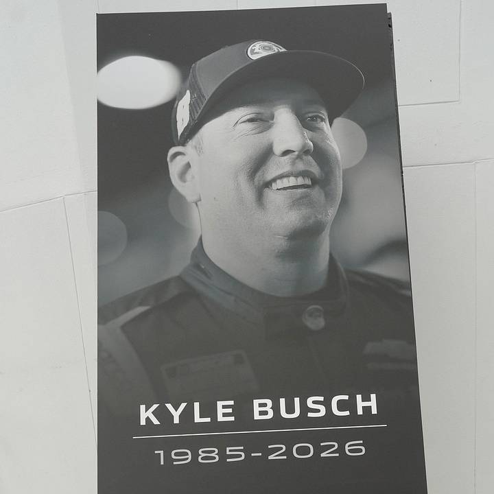 A makeshift memorial was made in front of the Daytona International Speedway tours building for NASCAR driver Kyle Busch A makeshift memorial was made in front of the Daytona International Speedway tours building for NASCAR driver Kyle Busch