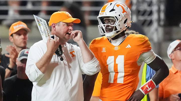 Sep 19, 2026; Knoxville, Tennessee, USA; Tennessee coach Josh Heupel chats with Tennessee quarterback Faizon Brandon (11) during Tennesseea?TMs college football game against Kennesaw State at Neyland Stadium in Knoxville on Sept. 19, 2026. Mandatory Credit: Saul Young/News Sentinel-USA TODAY NETWORK via Imagn Images Sep 19, 2026; Knoxville, Tennessee, USA; Tennessee coach Josh Heupel chats with Tennessee quarterback Faizon Brandon (11) during Tennesseea?TMs college football game against Kennesaw State at Neyland Stadium in Knoxville on Sept. 19, 2026. Mandatory Credit: Saul Young/News Sentinel-USA TODAY NETWORK via Imagn Images