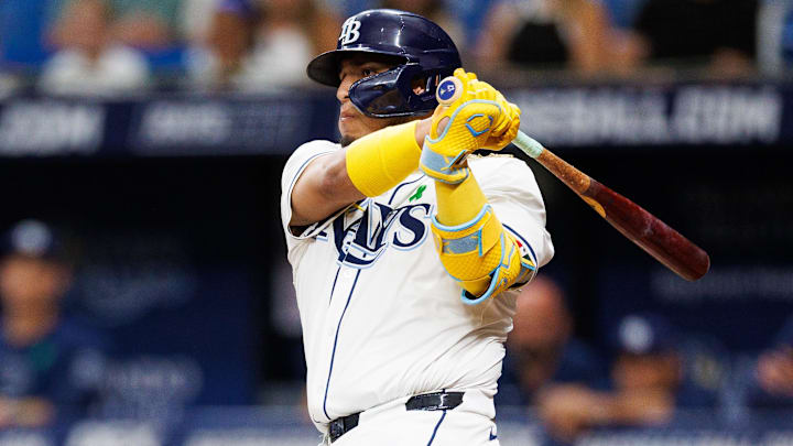 Isaac Paredes hits a single