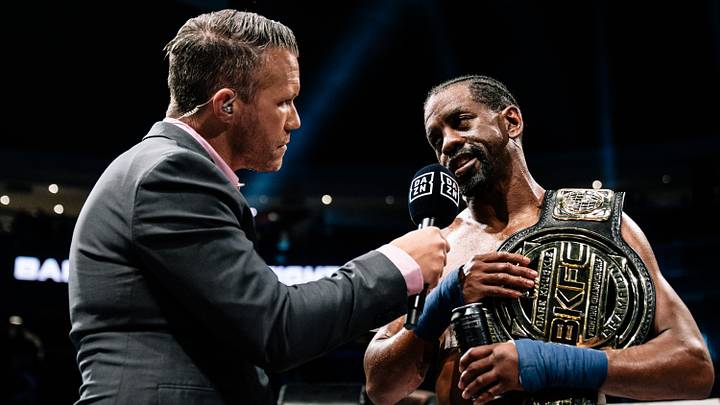 BKFC bantamweight champion Jamel Herring after defeating Michael Larrimore at BKFC 89. BKFC bantamweight champion Jamel Herring after defeating Michael Larrimore at BKFC 89.