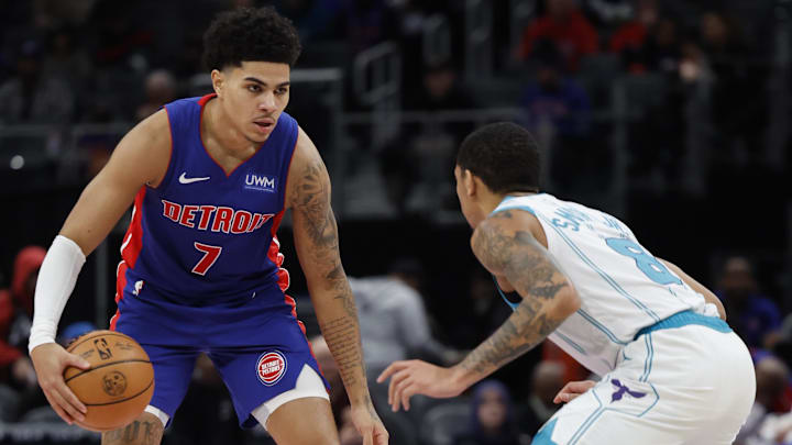 Jan 24, 2024; Detroit, Michigan, USA;  Detroit Pistons guard Killian Hayes (7) 