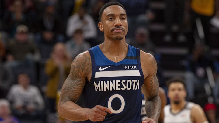 Jan 7, 2020; Memphis, Tennessee, USA; Minnesota Timberwolves guard Jeff Teague (0) reacts during the second half against the Memphis Grizzlies at FedExForum. Mandatory Credit: Justin Ford-Imagn Images