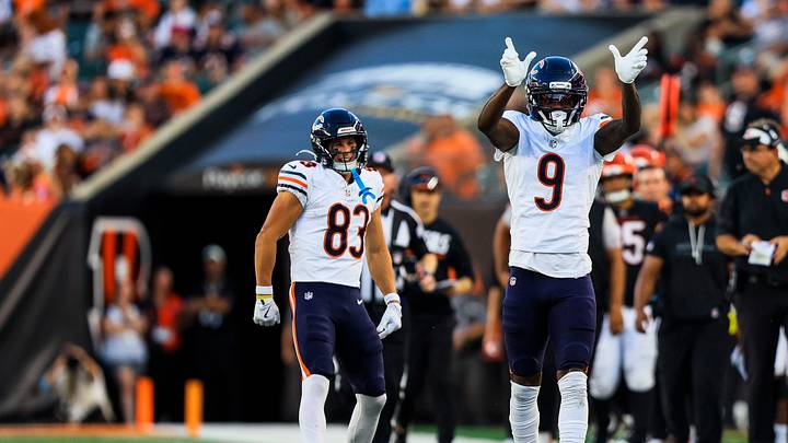 Chicago Bears WR Jahdae Walker reacts after a first down catch. Mandatory Credit: Katie Stratman-Imagn Images Chicago Bears WR Jahdae Walker reacts after a first down catch. Mandatory Credit: Katie Stratman-Imagn Images