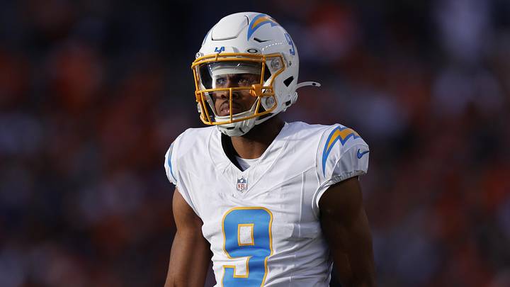 Jan 4, 2026; Denver, Colorado, USA; Los Angeles Chargers wide receiver Tre' Harris (9) looks on against the Denver Broncos during the first half at Empower Field at Mile High. Mandatory Credit: Isaiah J. Downing-Imagn Images Jan 4, 2026; Denver, Colorado, USA; Los Angeles Chargers wide receiver Tre' Harris (9) looks on against the Denver Broncos during the first half at Empower Field at Mile High. Mandatory Credit: Isaiah J. Downing-Imagn Images