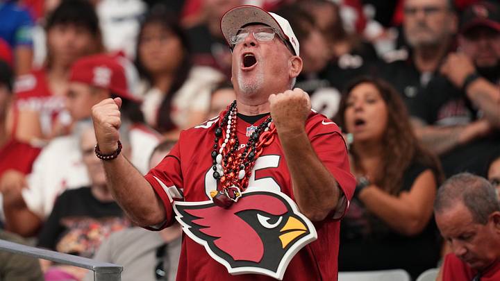 An Arizona Cardinals fan reacts in the stands as they play the Seattle Seahawks at State Farm Stadium in Glendale on Sept. 20, 2026. An Arizona Cardinals fan reacts in the stands as they play the Seattle Seahawks at State Farm Stadium in Glendale on Sept. 20, 2026.