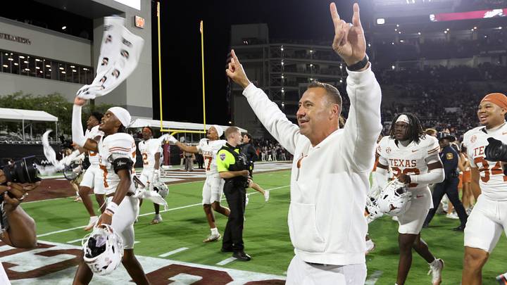 Oct 25, 2025; Starkville, Mississippi, USA; Texas Longhorns head coach Steve Sarkisian. Oct 25, 2025; Starkville, Mississippi, USA; Texas Longhorns head coach Steve Sarkisian.
