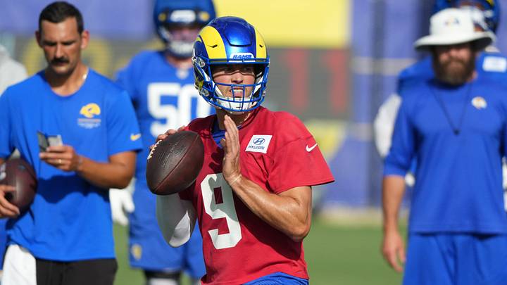 Aug 30, 2026; Woodland Hills, CA, USA; Los Angeles Rams quarterback Matthew Stafford (9) throws the ball at practice at the Rams Practice Facility. Mandatory Credit: Kirby Lee-Imagn Images Aug 30, 2026; Woodland Hills, CA, USA; Los Angeles Rams quarterback Matthew Stafford (9) throws the ball at practice at the Rams Practice Facility. Mandatory Credit: Kirby Lee-Imagn Images