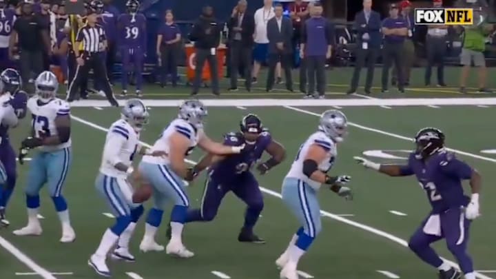 Dak Prescott was able to recover his own fumble on this play, but it was weird to see the ball just fall from his hands.