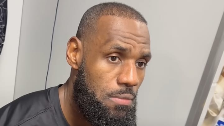 Los Angeles Lakers forward LeBron James speaks to the media following the team's 134-93 loss to the Miami Heat on December 4, 2024. 