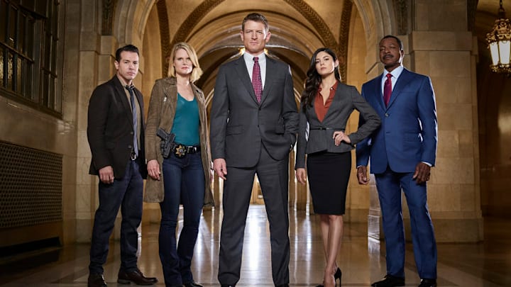 CHICAGO JUSTICE -- Season: 1 -- Pictured: (l-r) Jon Seda as Antonio Dawson, Joelle Carter as Laura Nagel, Philip Winchester as Peter Stone, Monica Barbaro as Anna Valdez, Carl Weathers as Mark Jeffries -- (Photo by: Chris Haston/NBC)