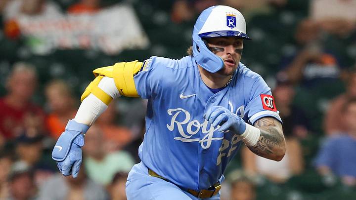 Sep 16, 2026; Houston, Texas, USA; Kansas City Royals catcher Carter Jensen (22) hits a two run RBI double against the Houston Astros in the eighth inning at Daikin Park. Mandatory Credit: Thomas Shea-Imagn Images Sep 16, 2026; Houston, Texas, USA; Kansas City Royals catcher Carter Jensen (22) hits a two run RBI double against the Houston Astros in the eighth inning at Daikin Park. Mandatory Credit: Thomas Shea-Imagn Images