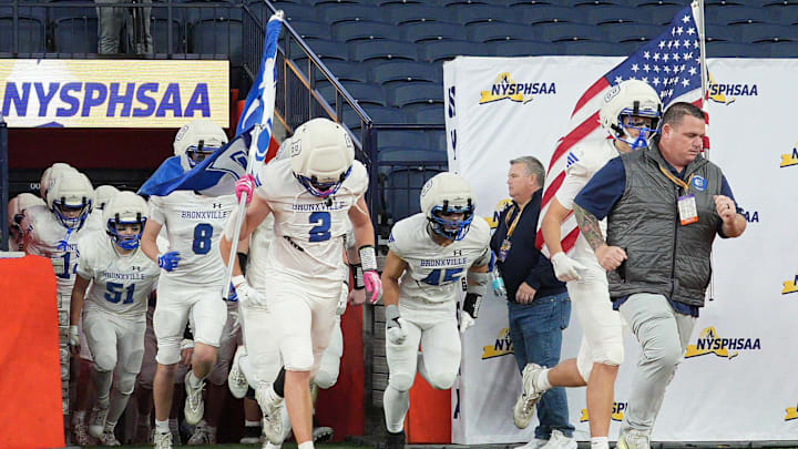 The Bronxville football team (Section I) defeated Chenango Forks, 42-25, in the New York State Class C championship game last year.
