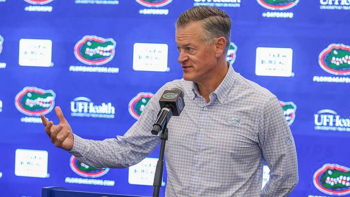 University of Florida athletic director Scott Stricklin addresses the media in a press conference on Oct. 20, 2025. University of Florida athletic director Scott Stricklin addresses the media in a press conference on Oct. 20, 2025.