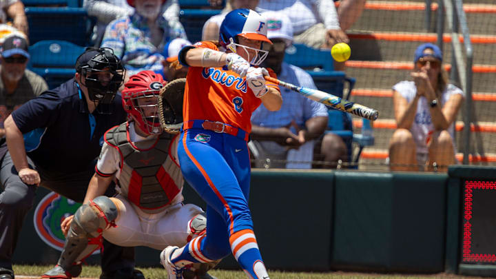 Senior catcher Jocelyn Erickson (8) leads the Florida Gators offensively with 19 home runs and 67 RBI.