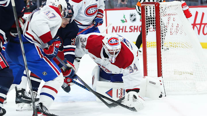 Dec 18, 2023; Winnipeg, Manitoba, CAN; Montreal Canadiens goalie Jake Allen