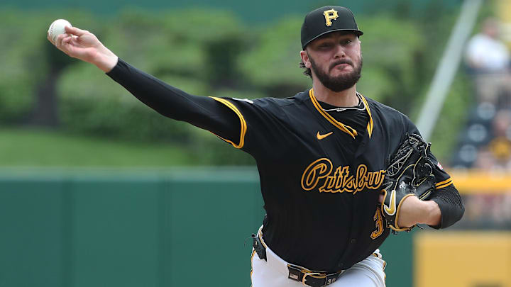 May 1, 2025; Pittsburgh, Pennsylvania, USA; Pittsburgh Pirates starting pitcher Paul Skenes (30) delivers a pitch against the Chicago Cubs during the first inning at PNC Park. May 1, 2025; Pittsburgh, Pennsylvania, USA; Pittsburgh Pirates starting pitcher Paul Skenes (30) delivers a pitch against the Chicago Cubs during the first inning at PNC Park.