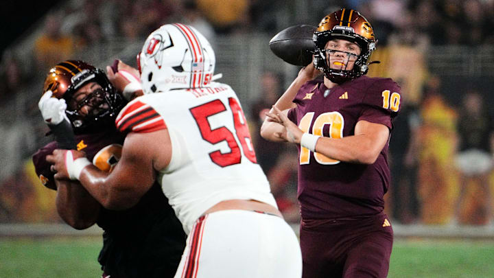 Arizona State quarterback Sam Leavitt (10) has helped lead the Sun Devils to a surprising 5-1 start. Arizona State quarterback Sam Leavitt (10) has helped lead the Sun Devils to a surprising 5-1 start.