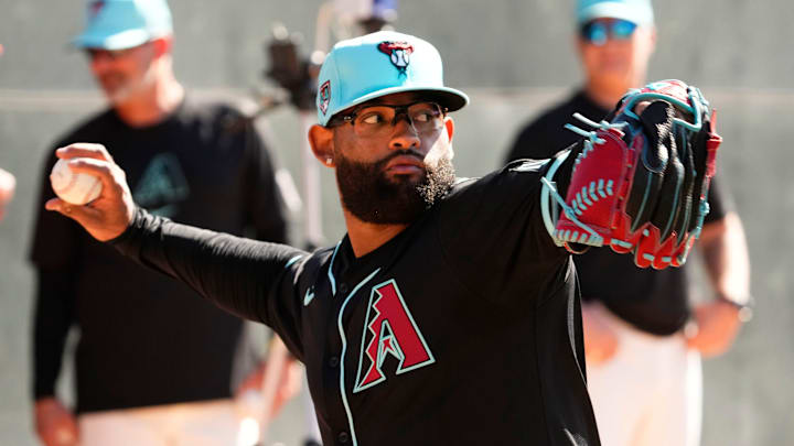 Arizona Diamondbacks pitcher Christian Montes De Oca (80) during spring training workouts at Salt River Fields at Talking Stick in Scottsdale on Feb. 15, 2024. Arizona Diamondbacks pitcher Christian Montes De Oca (80) during spring training workouts at Salt River Fields at Talking Stick in Scottsdale on Feb. 15, 2024.