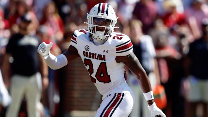 Oct 12, 2024; Tuscaloosa, Alabama, USA; South Carolina Gamecocks defensive back Jalon Kilgore (24) during the second half at Bryant-Denny Stadium. Mandatory Credit: Butch Dill-Imagn Images Oct 12, 2024; Tuscaloosa, Alabama, USA; South Carolina Gamecocks defensive back Jalon Kilgore (24) during the second half at Bryant-Denny Stadium. Mandatory Credit: Butch Dill-Imagn Images