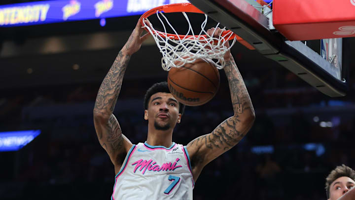 Miami Heat center Kel'el Ware (7) dunks against the Orlando Magic at Kaseya Center. Miami Heat center Kel'el Ware (7) dunks against the Orlando Magic at Kaseya Center.