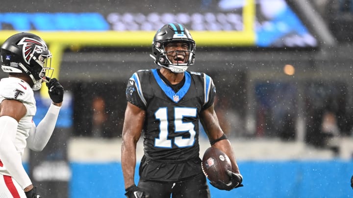 Dec 17, 2023; Charlotte, North Carolina, USA; Carolina Panthers wide receiver Jonathan Mingo (15)