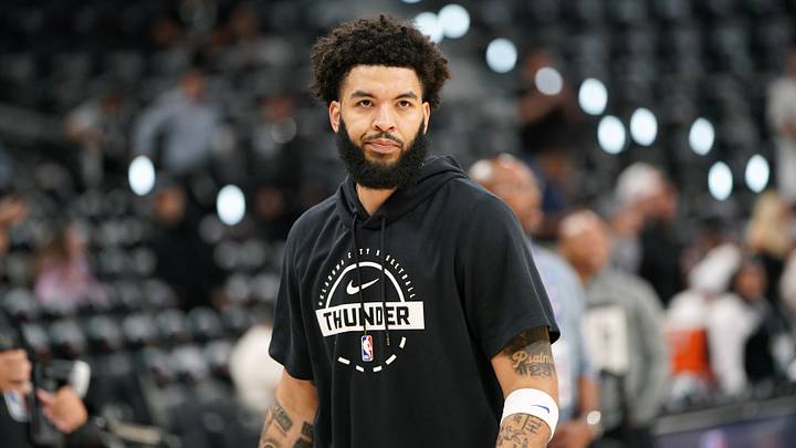 May 28, 2026; San Antonio, Texas, USA; Oklahoma City Thunder guard Kenrich Williams (34) warms up before game six of the western conference finals for the 2026 NBA playoffs at Frost Bank Center. May 28, 2026; San Antonio, Texas, USA; Oklahoma City Thunder guard Kenrich Williams (34) warms up before game six of the western conference finals for the 2026 NBA playoffs at Frost Bank Center.