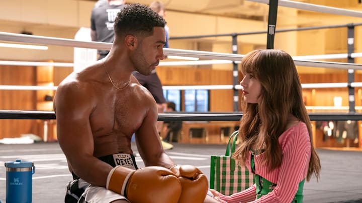 Emily in Paris. (L to R) Lucien Laviscount as Alfie, Lily Collins as Emily in Emily in Paris. Cr. Stephanie Branchu/ Netflix © 2024