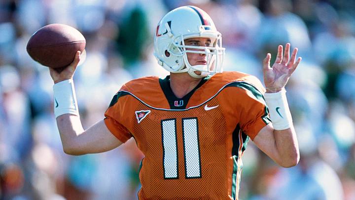 Unknown date, 2000; Coral Gables, FL, USA; FILE PHOTO; Miami Hurricanes quarterback Ken Dorsey (11) looks to throw at Sun Life Stadium. Mandatory Credit: RVR Photos-USA TODAY Network Unknown date, 2000; Coral Gables, FL, USA; FILE PHOTO; Miami Hurricanes quarterback Ken Dorsey (11) looks to throw at Sun Life Stadium. Mandatory Credit: RVR Photos-USA TODAY Network