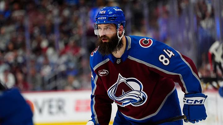 May 22, 2026; Denver, Colorado, USA; Colorado Avalanche defenseman Brent Burns (84) looks on during the second period against the Vegas Golden Knights in game two of the Western Conference Final of the 2026 Stanley Cup Playoffs at Ball Arena. Mandatory Credit: Ron Chenoy-Imagn Images May 22, 2026; Denver, Colorado, USA; Colorado Avalanche defenseman Brent Burns (84) looks on during the second period against the Vegas Golden Knights in game two of the Western Conference Final of the 2026 Stanley Cup Playoffs at Ball Arena. Mandatory Credit: Ron Chenoy-Imagn Images