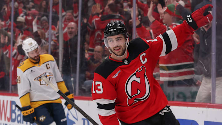New Jersey Devils center Nico Hischier (13) celebrates his overtime game winning goal: Ed Mulholland-Imagn Images New Jersey Devils center Nico Hischier (13) celebrates his overtime game winning goal: Ed Mulholland-Imagn Images