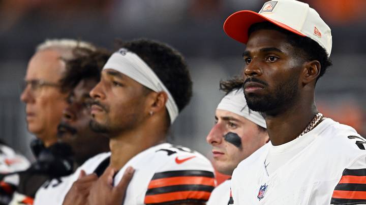 Aug 27, 2026; Cleveland, Ohio, USA; Cleveland Browns quarterback Shedeur Sanders (2) is seen prior to the game against the New England Patriots at Huntington Bank Field. Mandatory Credit: Ken Blaze-Imagn Images Aug 27, 2026; Cleveland, Ohio, USA; Cleveland Browns quarterback Shedeur Sanders (2) is seen prior to the game against the New England Patriots at Huntington Bank Field. Mandatory Credit: Ken Blaze-Imagn Images