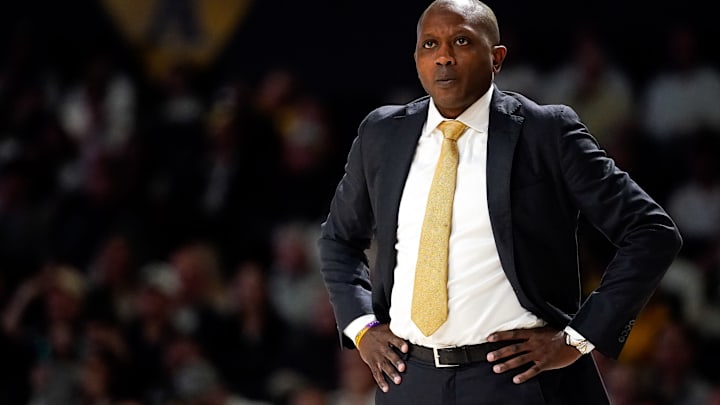 Missouri head coach Dennis Gates watches his team face Vanderbilt during the first half at Memorial Gym in Nashville, Tenn., Saturday, March 1, 2025.
