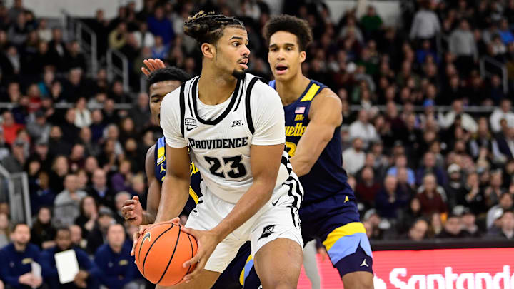 Dec 19, 2023; Providence, Rhode Island, USA; Providence Friars forward Bryce Hopkins (23) looks to