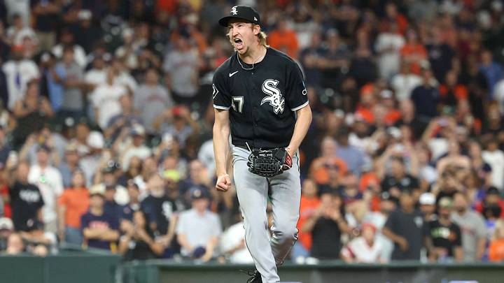 Sep 30, 2026: Chicago White Sox pitcher Erick Fedde (47) celebrates after a win against the Houston Astros in game two of the Wildcard round for the 2026 MLB Playoffs at Daikin Park.  Credit: Troy Taormina-Imagn Images