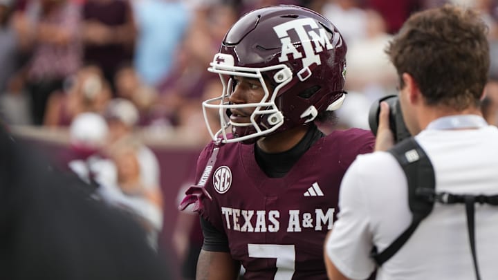 Texas A&M Aggies wide receiver KC Concepcion after returning a punt for a touchdown in the first quarter against the UTSA Roadrunners at Kyle Field.