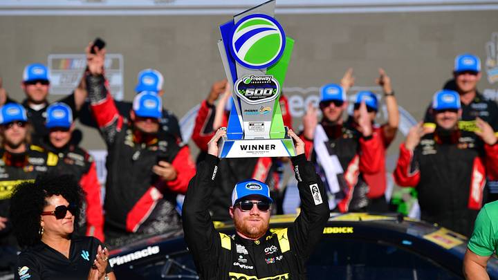 23XI Racing driver Tyler Reddick (45) celebrates his victory in the Freeway Insurance 500 at Phoenix Raceway. Gary A. Vasquez-Imagn Images 23XI Racing driver Tyler Reddick (45) celebrates his victory in the Freeway Insurance 500 at Phoenix Raceway. Gary A. Vasquez-Imagn Images