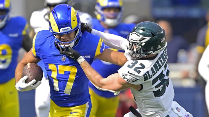 Oct 8, 2023; Inglewood, California, USA;  Philadelphia Eagles safety Reed Blankenship (32) defends
