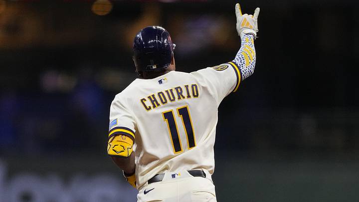 Jun 17, 2026; Milwaukee, Wisconsin, USA;  Milwaukee Brewers center fielder Jackson Chourio (11) rounds the bases after hitting a home run during the fourth inning against the Cleveland Guardians at American Family Field. Mandatory Credit: Jeff Hanisch-Imagn Images