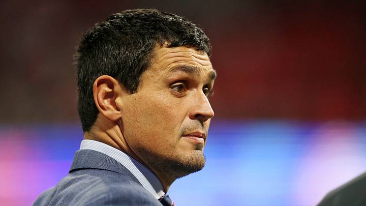 Dec 31, 2022; Atlanta, Georgia, USA; ESPN analyst and Georgia Bulldogs former player David Pollack looks on before the 2022 Peach Bowl against the Ohio State Buckeyes at Mercedes-Benz Stadium. Mandatory Credit: Brett Davis-USA TODAY Sports