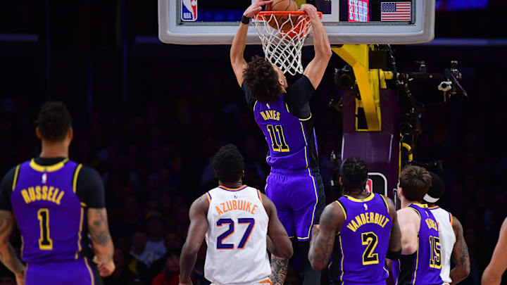 Jan 11, 2024; Los Angeles, California, USA; Los Angeles Lakers center Jaxson Hayes (11) dunks for the basket against the Phoenix Suns during the first half at Crypto.com Arena. Mandatory Credit: Gary A. Vasquez-Imagn Images Jan 11, 2024; Los Angeles, California, USA; Los Angeles Lakers center Jaxson Hayes (11) dunks for the basket against the Phoenix Suns during the first half at Crypto.com Arena. Mandatory Credit: Gary A. Vasquez-Imagn Images