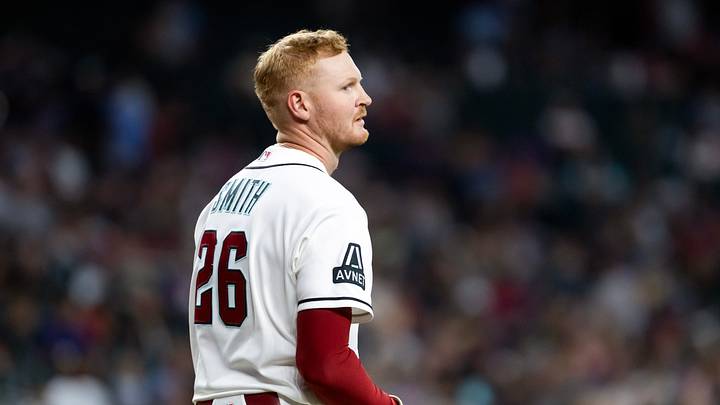 Jul 5, 2026; Phoenix, Arizona, USA; Arizona Diamondbacks first baseman Pavin Smith reacts after hitting into an inning ending double play in the eighth against the Milwaukee Brewers at Chase Field. Mandatory Credit: Mark J. Rebilas-Imagn Images Jul 5, 2026; Phoenix, Arizona, USA; Arizona Diamondbacks first baseman Pavin Smith reacts after hitting into an inning ending double play in the eighth against the Milwaukee Brewers at Chase Field. Mandatory Credit: Mark J. Rebilas-Imagn Images