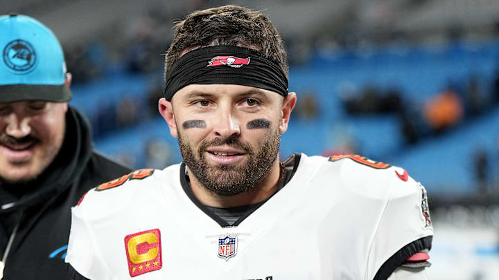 Tampa Bay Buccaneers quarterback Baker Mayfield joked about overtime coin tosses after Week 13's win over the Panthers.