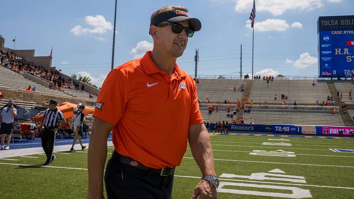 Oklahoma State Cowboys head coach Eric Morris. Oklahoma State Cowboys head coach Eric Morris.