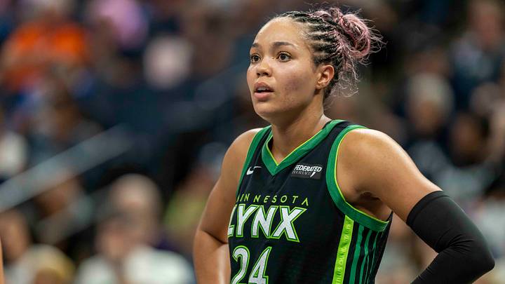 Sep 14, 2025; Minneapolis, Minnesota, USA; Minnesota Lynx forward Napheesa Collier (24) looks on against the Golden State Valkyries in the second half during game one of round one for the 2025 WNBA Playoffs at Target Center. Mandatory Credit: Jesse Johnson-Imagn Images Sep 14, 2025; Minneapolis, Minnesota, USA; Minnesota Lynx forward Napheesa Collier (24) looks on against the Golden State Valkyries in the second half during game one of round one for the 2025 WNBA Playoffs at Target Center. Mandatory Credit: Jesse Johnson-Imagn Images