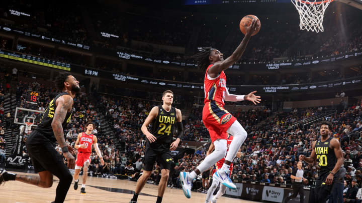 NEW YORK, NY - DECEMBER 13: Kira Lewis Jr. #13 of the New Orleans Pelicans drives to the basket during the game against the Utah Jazz on December 13, 2022 at Vivint Arena in Salt Lake City, Utah.